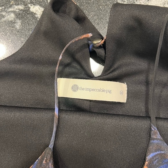 THE IMPECCABLE PIG  black mini floral halter dress - Picture 10 of 10